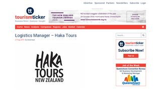 
                            5. Logistics Manager - Haka Tours | Tourism Ticker