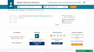 
                            8. Lone Star Realty & Property Management, Inc - Better Business Bureau