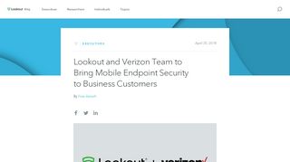 
                            7. Lookout and Verizon Team to Bring Mobile Endpoint Security to ...