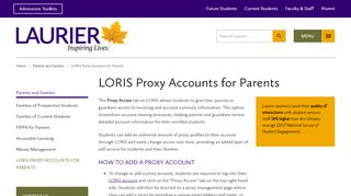 
                            5. LORIS Proxy Accounts for Parents | Wilfrid Laurier University