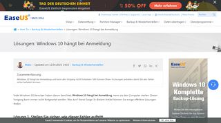 
                            2. Lösungen: Windows 10 hängt bei Anmeldung - EaseUS