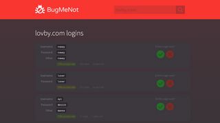 
                            4. lovby.com passwords - BugMeNot