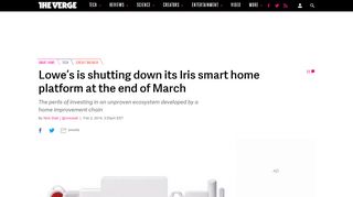 
                            6. Lowe's is shutting down its Iris smart home platform at the end ...