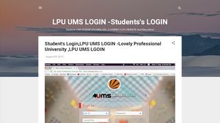 
                            4. LPU UMS LOGIN -Students's LOGIN