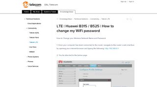 
                            11. LTE | Huawei B315 / B525 | How to change my WiFi password