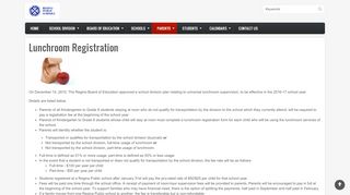
                            8. Lunchroom Registration | Regina Public Schools