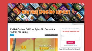 
                            7. LVBet Casino: 30 Free Spins No Deposit + 1000 Free Spins ...