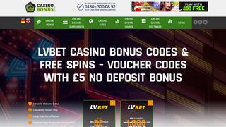
                            8. LVbet Casino Bonus Code + Free Spins + £5 No Deposit Bonus