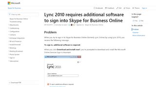 
                            3. Lync 2010 requires additional software to sign …