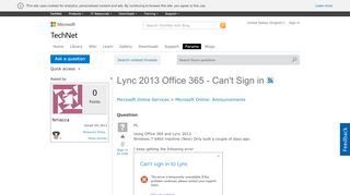 
                            7. Lync 2013 Office 365 - Can't Sign in