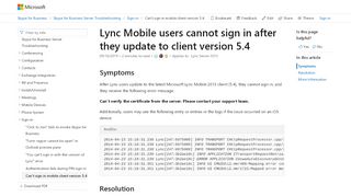 
                            8. Lync Mobile users cannot sign in after they …