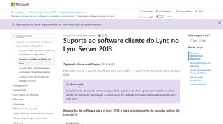
                            5. Lync Server 2013: suporte ao software cliente do Lync ...