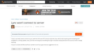 
                            9. Lync won't connect to server - General Software Forum ...
