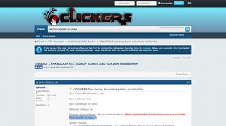 
                            2. LYNKADOO free signup bonus and golden memberhip - CLICKERS