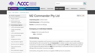 
                            7. M2 Commander Pty Ltd | ACCC