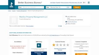 
                            7. MacDoc Property Management LLC | Better Business Bureau® Profile