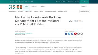 
                            9. Mackenzie Investments Reduces Management Fees for ...