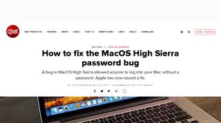 
                            9. MacOS High Sierra password bug: How to fix it - CNET