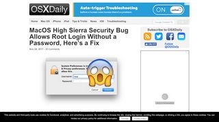 
                            1. MacOS High Sierra Security Bug Allows Root Login Without a ...