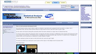 
                            1. Macro to check username and password match - Access World Forums ...
