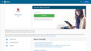 
                            2. Macy's Card: Login, Bill Pay, Customer Service and Care ...