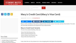 
                            11. Macy’s Credit Card (Macy’s Visa Card) | Economy Watch