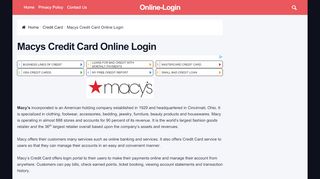
                            1. Macys Credit Card Online Login | Sign In
