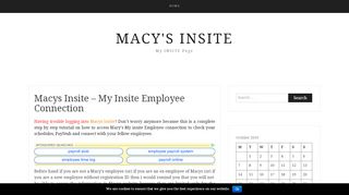 
                            8. Macys Insite - My Insite Employee Connection