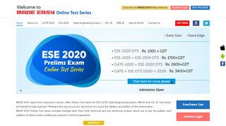 
                            6. MADE EASY Online Test Series for ESE/ IES and GATE 2020