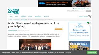 
                            7. Mader Group named mining contractor of the year in Sydney | Global ...
