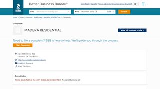 
                            3. MADERA RESIDENTIAL | Complaints | Better Business Bureau® Profile