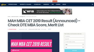 
                            9. MAH MBA CET 2019 Result (Announced) - Check DTE MBA Score ...