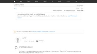 
                            1. mail login failed - Apple Community