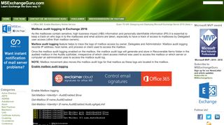 
                            9. Mailbox audit logging in Exchange 2016 « MSExchangeGuru.com