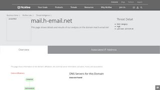 
                            3. mail.h-email.net - Domain - McAfee Labs Threat Center