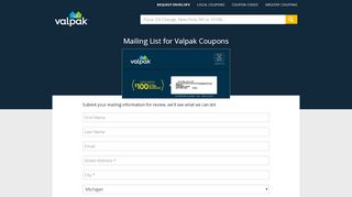 
                            2. Mailing List for Valpak Coupons