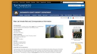 
                            4. Main Jail Inmate Mail and ... - Sacramento County Sheriff's Department