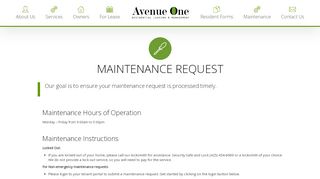 
                            1. Maintenance Request - Avenue One Residential