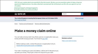 
                            9. Make a money claim online - GOV.UK