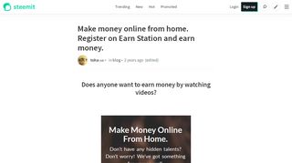 
                            4. Make money online from home. Register on Earn Station and earn ...