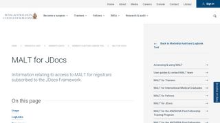 
                            1. MALT for JDocs | Royal Australasian College of Surgeons