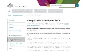 
                            7. Manage ABN Connections: FAQs | ABR