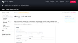 
                            3. Manage account users | JW Player Support