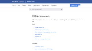 
                            5. Manage ads in Ads Manager | Facebook Ads Help Centre