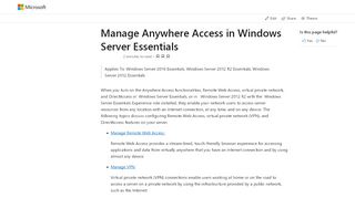 
                            3. Manage Anywhere Access in Windows Server Essentials ...