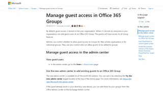 
                            1. Manage guest access in Office 365 Groups | Microsoft Docs