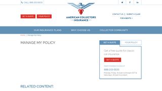 
                            2. Manage My Policy - American Collectors Insurance