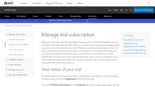 
                            3. Manage trial subscription—ArcGIS Online Help | ArcGIS