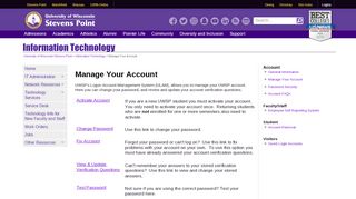 
                            2. Manage Your Account - Information Technology | UWSP