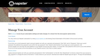 
                            5. Manage Your Account ? Napster Help